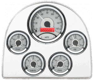 1952-1953 Ford Car Billet Aluminum Gauge Panel w/ Dakota Digital VHX-1050 Silver Alloy Gauges