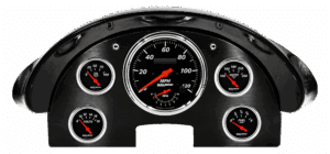 1956 Ford Fairlane Aluminum Gauge Panel w/ AutoMeter Designer Black Gauges (Speedo/Tach)