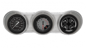 1962-1963 Ford Fairlane Aluminum Gauge Panel Adapter w/ Classic Instruments AutoCross Gray