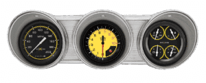 1962-1963 Ford Fairlane Aluminum Gauge Panel Adapter w/ Classic Instruments AutoCross Yellow