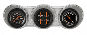 62 63 Ford Fairlane Billet Aluminum Dash Insert w/ Classic Instruments Velocity Black Gauges