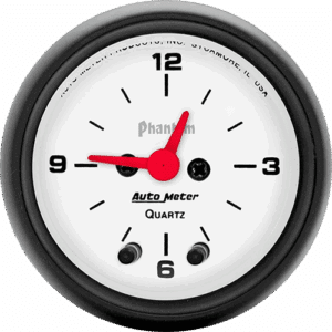 5785 AutoMeter Phantom 2 1/16" Quartz Clock 12 volt or 16 volt