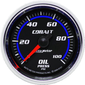6121 AutoMeter Cobalt 2-1/16" 0-100 PSI Mechanical Oil Pressure Gauge