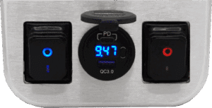 Aluminum Under Dash Panel w/ Two Lighted 4 Pin 30A ON/OFF Rocker Switches and USB Charging Station