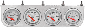 4 Gauge Under Dash Aluminum Panel w/ 2 1/16? Auto Meter UItra-Lite Gauges - Silver