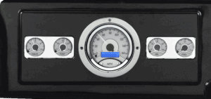 1939-1947 Dodge Truck Billet Aluminum Gauge Panel w/ Dakota Digital VHX-1050 Silver Alloy Gauges