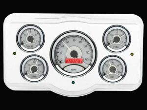 1936 Dodge Car Billet Aluminum Gauge Panel w/ Dakota Digital VHX-1050 Silver Alloy Gauges