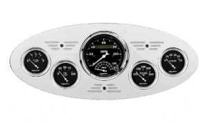 1933-1934 Plymouth Billet Aluminum Gauge Panel w/ Auto Meter Street Rod Series Gauges (Speedo/Tach)
