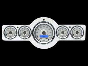 1941-1948 Pontiac Aluminum Gauge Panel w/ Dakota Digital VHX-1050 Silver Alloy Gauges