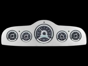 1949-1952 Pontiac Aluminum Gauge Panel w/ Dakota Digital VHX-1050 Black Alloy Gauges