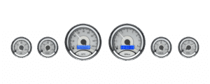 Dakota Digital Round Universal Analog 6 Gauge Silver Alloy Kits (Choose lighting)