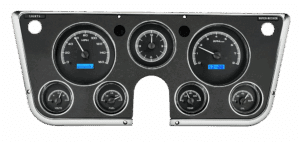 1967-1972 Chevy Pickup Direct Fit VHX Instruments by Dakota Digital - Black Alloy w/ Blue Lighting